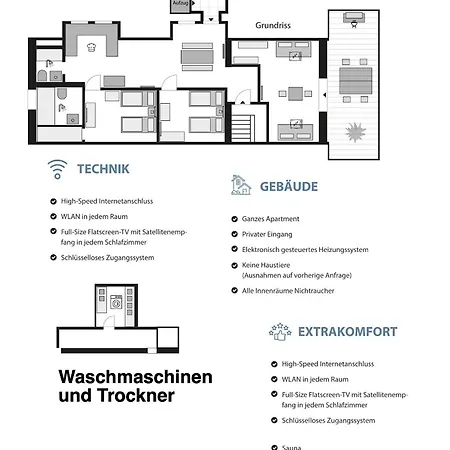 アパート Blauer Stein 7a Haus - 6 Wohnungen, 15 Schlafzimmer *