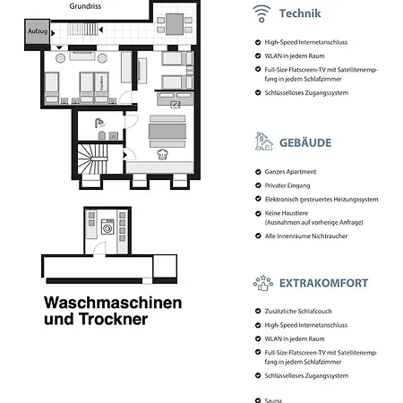Haus Blauer Stein - 6 Wohnungen, 15 Schlafzimmer Apartment